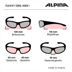 Alpina Flexxy Cool Kids I - Black Neon Gloss 11 Alpina Flexxy Cool Kids I - Black Neon Gloss -Sportausrüstung Alpina Flexxy Cool Kid 1 Kindersonnenbrill z abmessungen 2