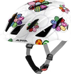 Alpina Pico Kinder Fahrradhelm - Pearlwhite Flower (glänzend)
