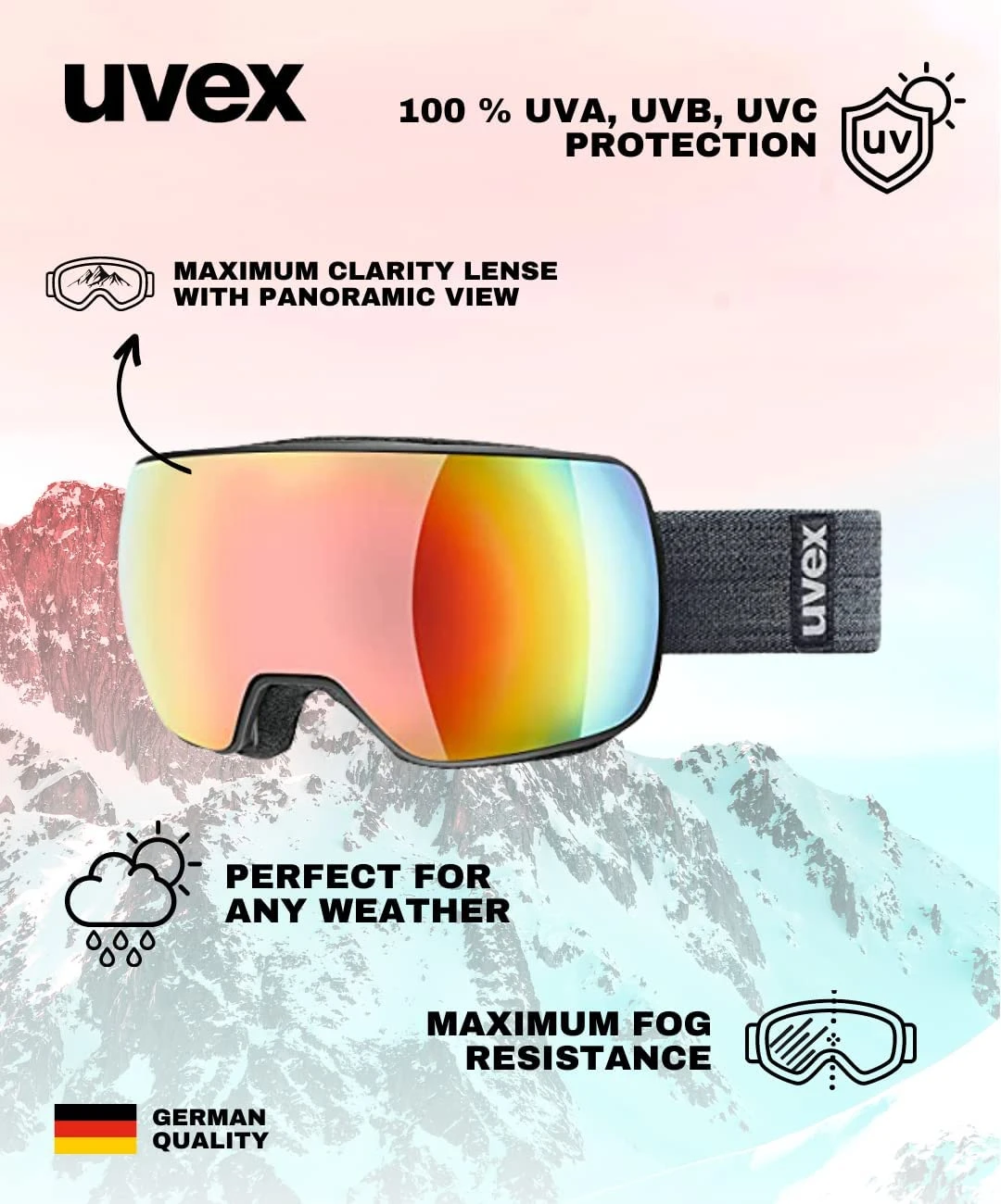 Uvex Compact FM Skibrille - Black Mat/mirror Rainbow 7 Uvex Compact FM Skibrille - Black Mat/mirror Rainbow – Bild 5