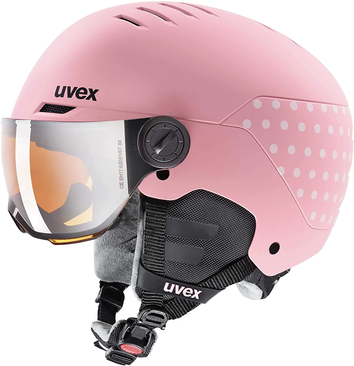Uvex Rocket Jr. Visor Visier Kinder-Skihelm - Pink Confetti Mat 3 Uvex Rocket Jr. Visor Visier Kinder-Skihelm - Pink Confetti Mat