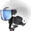 Uvex Rocket Jr. Visor Visier Kinder-Skihelm - White Black Mat -Sportausrüstung uvex rocket jr visor visier kinderskihelm white black mat 1