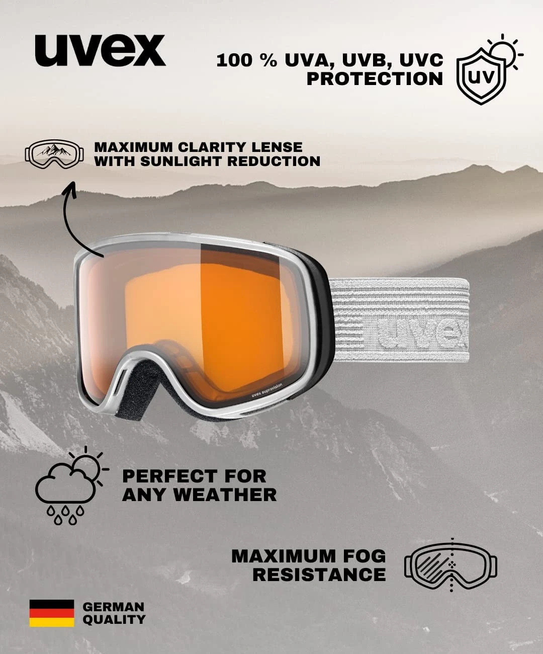 Uvex Scribble LG Skibrille - Rhino/LaserGold-Clear 7 Uvex Scribble LG Skibrille - Rhino/LaserGold-Clear – Bild 5